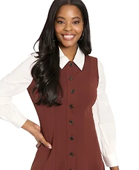 London Times Women's Collared Pleated Mini Dress