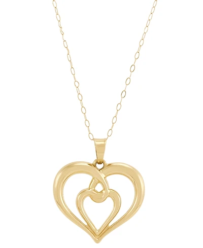 Macy's Back to Back Double Heart Pendant Necklace in 10K Yellow Gold