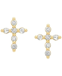 Macy's Diamond (1/10 ct. t.w.) Cross Stud Earrings in 14K Yellow Gold