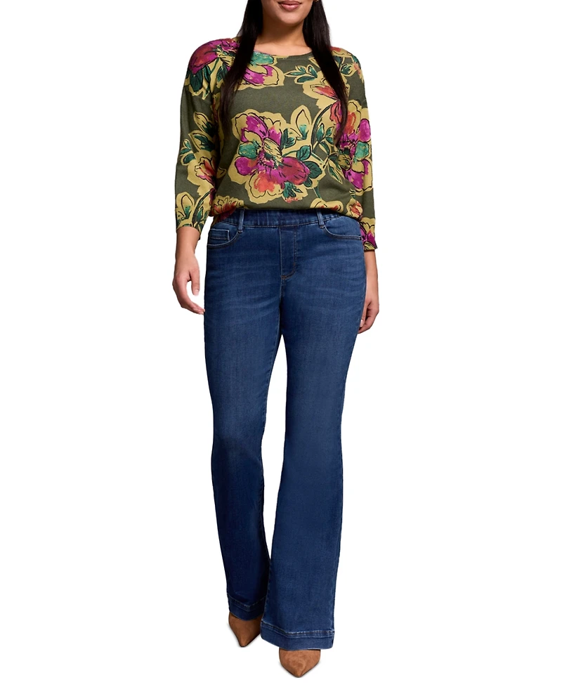 Tribal Women's Audrey Boundless Stretch Denim Pull-On Flare Jeans
