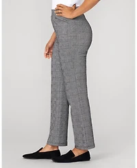 Cable & Gauge Women's Plaid Kick Flare Ponte Pants