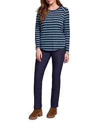 Tribal Women's Stripe Slub Knit Crew Neck Top