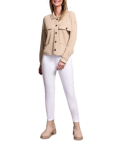 Tribal Women's Brushed Waffle Knit Crew Neck Jacket