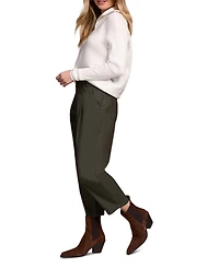 Tribal Women's Audrey Mid Rise Girlfriend Barrel Crop Jeans