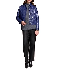 Tribal Women's Faux Leather Button-Front Collar-Accent Jacket