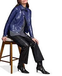 Tribal Women's Faux Leather Button-Front Collar-Accent Jacket