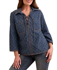 Tribal Women's Textured Lightweight Collared Top