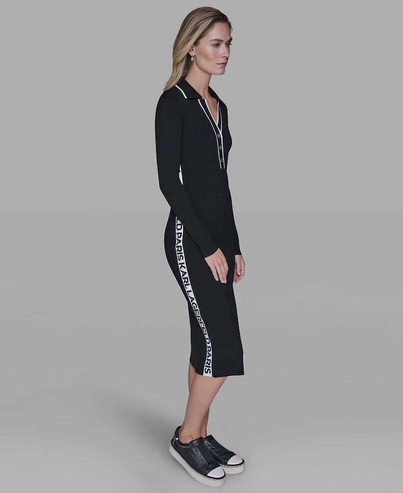 Karl Lagerfeld Paris Women's Logo Tape Sweater Dress