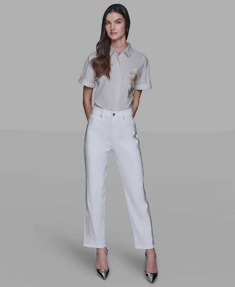 Karl Lagerfeld Paris Women's Stripe Detail Jeans