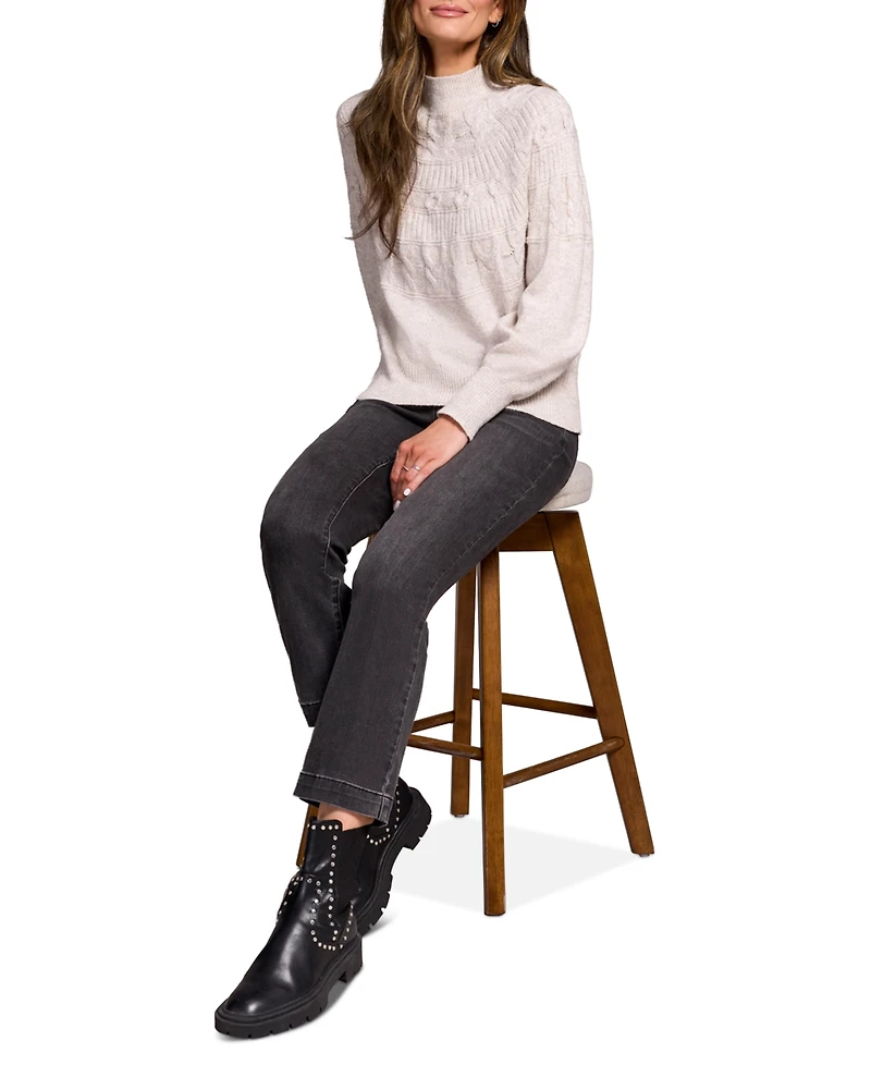 Tribal Women's Two Tone Mock Neck Sweater