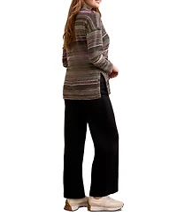 Tribal Women's Striped Mock Neck Long Sleeve Top