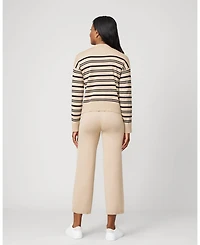 Cable & Gauge Women's Funnel Neck Stripe Sweater & Wide Leg Pant Set