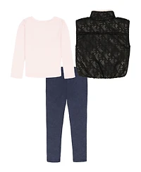 Calvin Klein Girls 4-6X 3-Piece High Neck Vest, T-Shirt and Pants Set