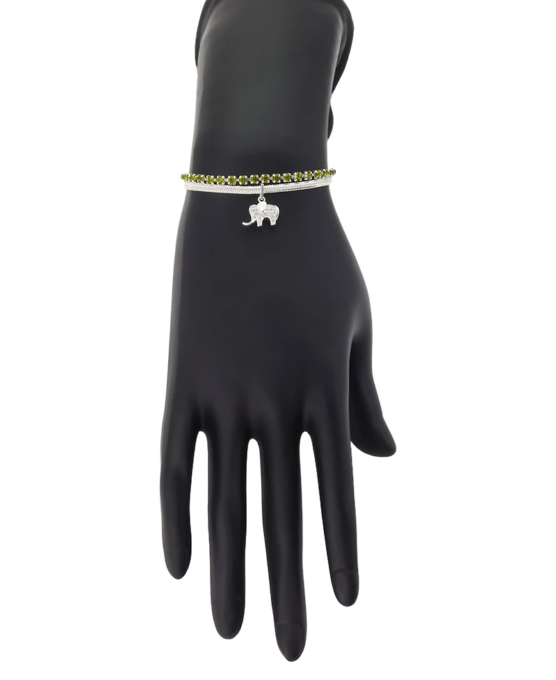 Unwritten Cubic Zirconia And Crystal Elephant Adjustable Bolo Bracelet