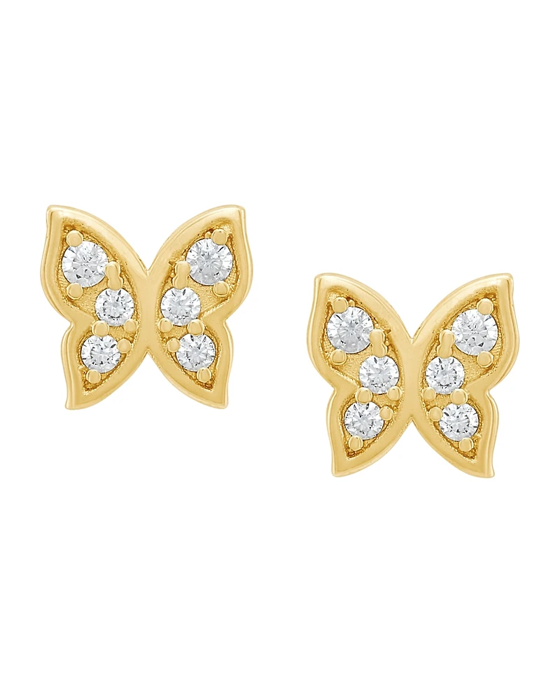 Macy's Children's White Cubic Zirconia Butterfly Earrings in 14K Yellow Gold