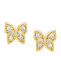 Macy's Children's White Cubic Zirconia Butterfly Earrings in 14K Yellow Gold