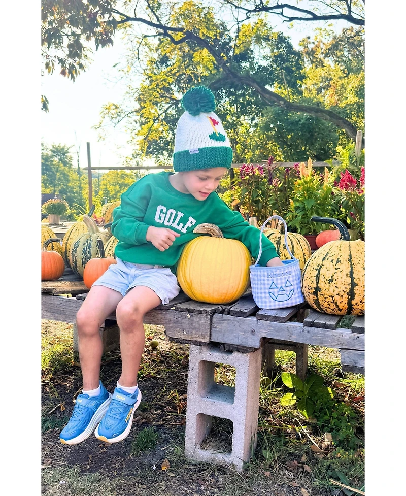 Bits & Bows Boys Green Golf Flag Bobble Hat