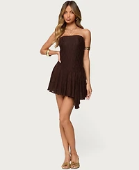 Edikted Women's Elaia Asymmetric Strapless Lace Mini Dress