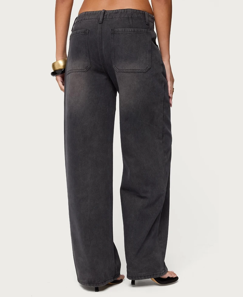 Edikted Women's Aliyah Zip Low Rise Jeans