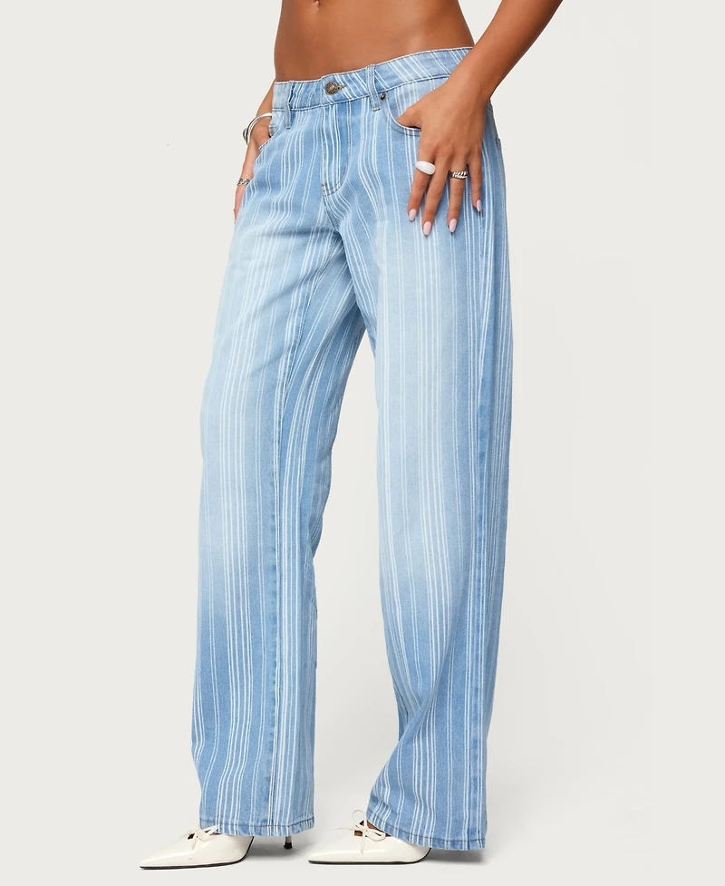 Edikted Women's Tera Striped Low Rise Jeans