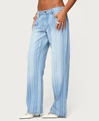 Edikted Women's Tera Striped Low Rise Jeans