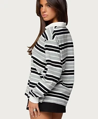 Edikted Women's Renya Striped Long Sleeve Polo Top