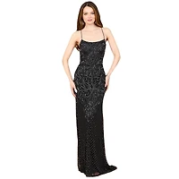 Lara Women's Lace Up Open Back Beaded Dress