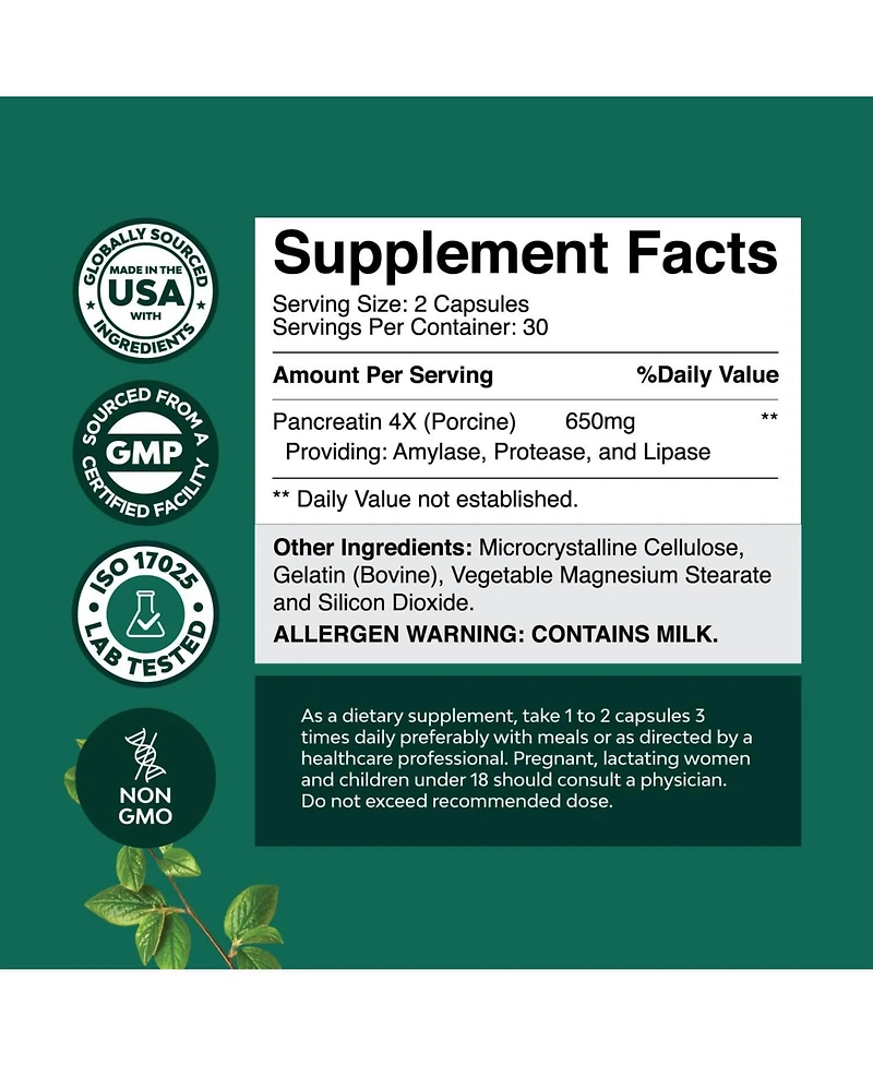 Pancreatic Enzymes Capsules, 60ct