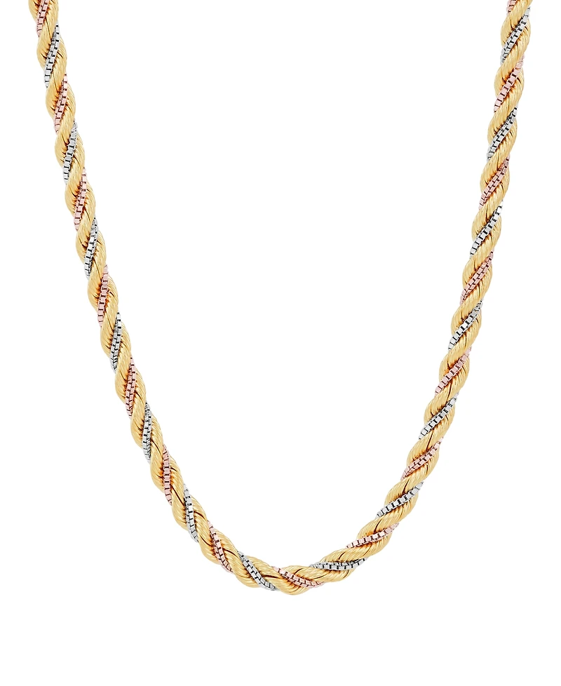 Macy's Light Weight Silk Finish Chain Necklace in 10K Yellow, White and Rose Gold
