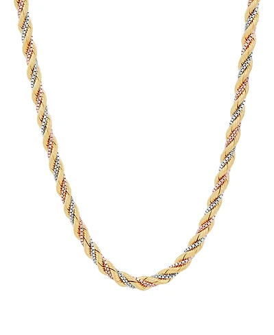 Macy's Light Weight Silk Finish Chain Necklace in 10K Yellow, White and Rose Gold