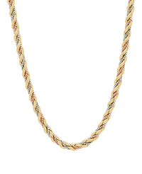 Macy's Light Weight Silk Finish Chain Necklace in 10K Yellow, White and Rose Gold