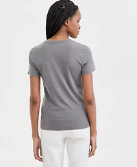 Lucky Brand Women's Floral Butterfly Motif Classic Crewneck T-Shirt