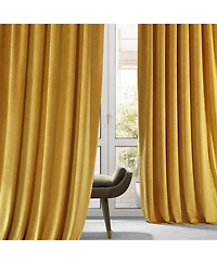 Half Price Drapes Sophomore Gold Signature Plush Velvet Hotel Blackout Curtain