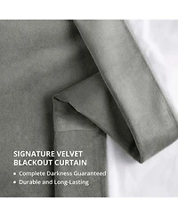Half Price Drapes Silver Grey Grommet Signature Velvet Blackout Curtain