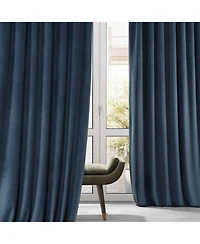 Half Price Drapes Varsity Blue Signature Plush Velvet Hotel Blackout Curtain