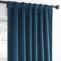 Half Price Drapes Dark Blue Simply Velvet Room Darkening Curtain Pair (2 Panels)