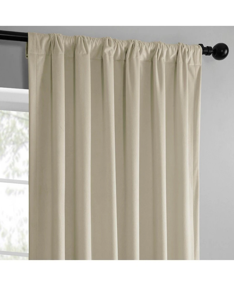 Half Price Drapes Light Ivory Simply Velvet Room Darkening Curtain Pair (2 Panels)