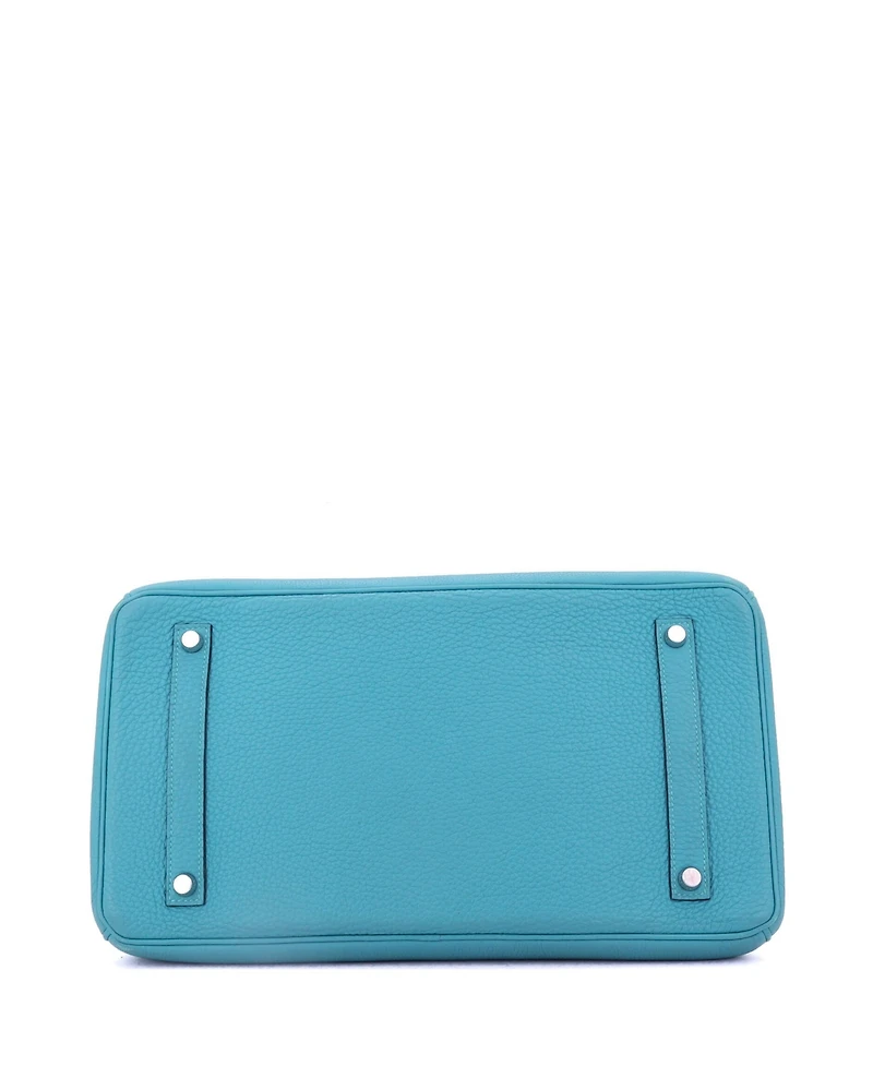 Pre-Owned Hermes Birkin 35 Handbag Blue Togo with Palladium Hardware
