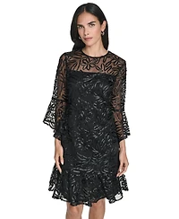 Jessica Howard Petite Jewel Neck Bell Sleeve A-Line Dress