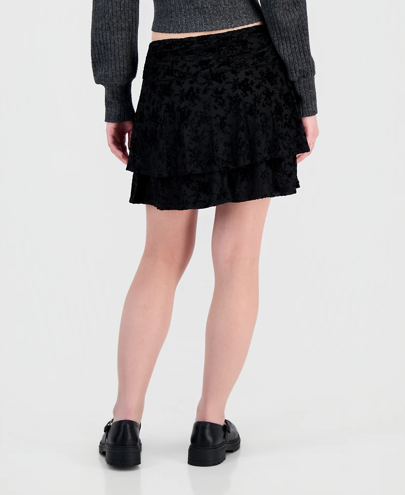 Sincerely Jules Juniors' Flocked Ruffle Lace Skirt