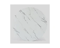 Morden Fort Modern Faux Marble Dining Set With 47" Round Table And 4 Boucle Armchairs Metal Base for Dining Room Kitchen