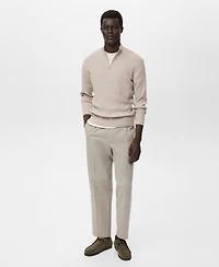 Mango Men's Zip Neck Ribbed Sweater