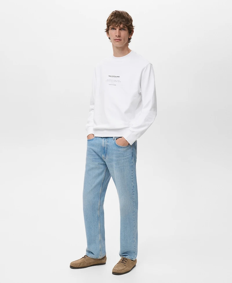 Mango Men's Cotton Text Sweatshirt