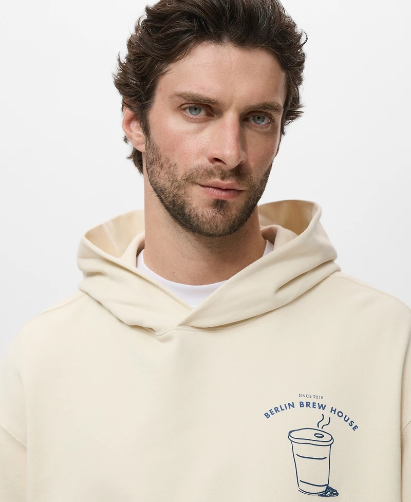 Mango Men's Graphic Hooded Sweatshirt