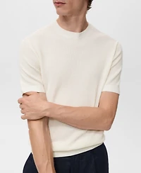 Mango Men's Ribbed Knit T-Shirt
