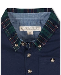 Hope & Henry Boys Organic Long Sleeve Polo Shirt with Woven Collar