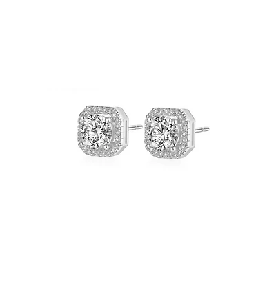 Serena Halo Stud Earrings – Gold & White Gold Plated
