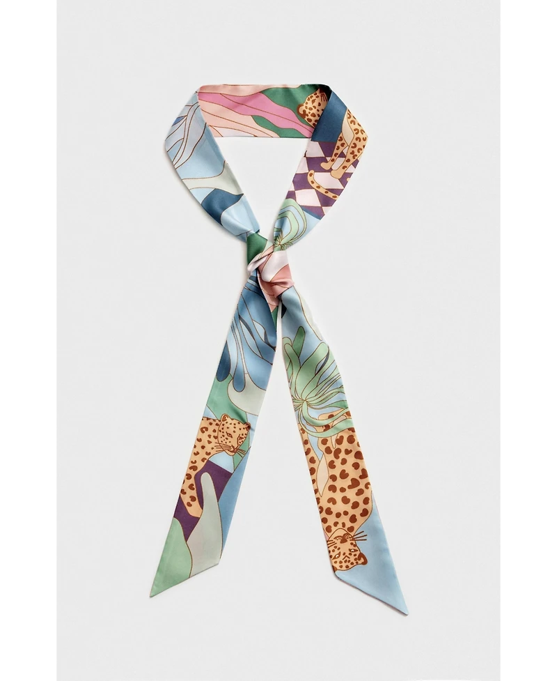 Jessie Zhao New York Silk Skinny Scarf Indoor Forest