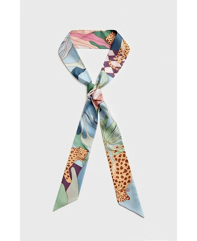 Jessie Zhao New York Silk Skinny Scarf Indoor Forest