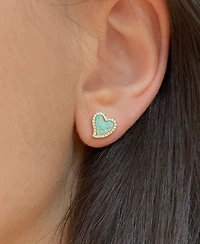 Kamaria Amore Heart Stud Earrings With Lab-Grown Opal 14k Gold Plated Sterling Silver